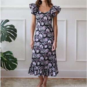 Mille Resort & Travel Floral Midi KLARA DRESS IN TROPICAL NIGHT